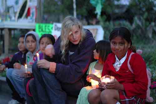 Actress and environmental activist Daryl Hannah participates in a candlelight vigil to support the South Central urban farm in L.A.
